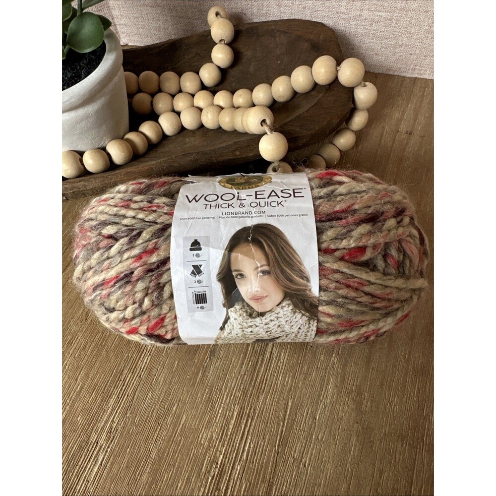 Lion Brand Wool-Ease Thick & Quick Yarn Jam Cookie Super Bulky Skein New